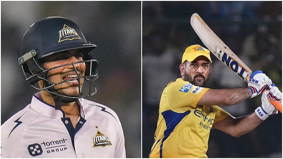 <div class="paragraphs"><p>Shubman Gill (L); M S Dhoni. </p></div>