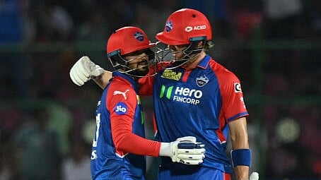 <div class="paragraphs"><p>Delhi Capitals' Tristan Stubbs and Delhi Capitals' Sameer Rizvi celebrate after the match.</p></div>