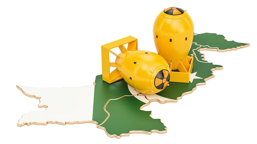 <div class="paragraphs"><p>Representative image showing nuclear bombs on a 3-D rendering of the Pakistan map</p></div>