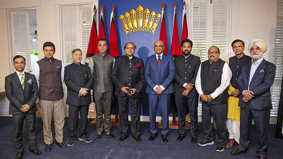 <div class="paragraphs"><p>File Photo: A multi-party delegation led by Congress MP Shashi Tharoor during a meeting with Guyana Vice President Bharrat Jagdeo, in Guyana.  </p></div>