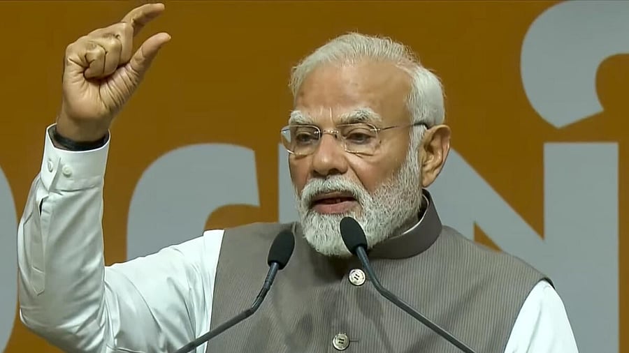<div class="paragraphs"><p>Prime Minister Narendra Modi addresses during an event organised to celebrate 20 years of Gujarat Urban Growth Story, in Gandhinagar, Gujarat.</p></div>