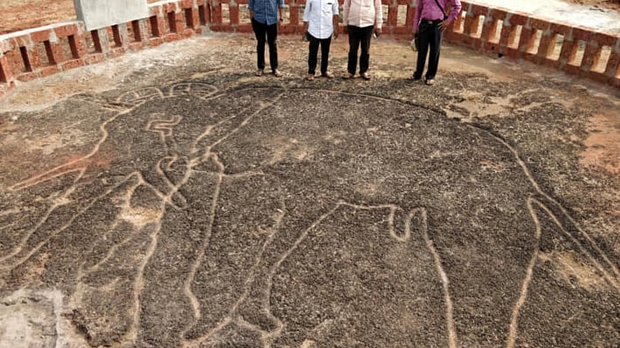 <div class="paragraphs"><p>The geoglyphs/petroglyphs of the Konkan, Goa, and Southern Karnataka are unique and is the most remarkable open-air ensemble of prehistoric human expression of rock art. </p></div>