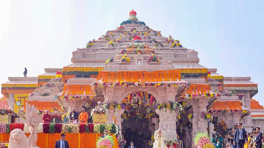 <div class="paragraphs"><p>Prime Minister Narendra Modi at the Ram Mandir after the 'Pran Pratishtha' rituals, in Ayodhya, Monday, Jan. 22, 2024.</p></div>