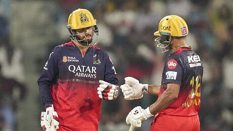 <div class="paragraphs"><p>Royal Challengers Bengaluru's batters Jitesh Sharma and Mayank Agarwal during the Indian Premier League (IPL) 2025 match between Lucknow Super Giants and Royal Challengers Bengaluru, at Bharat Ratna Shri Atal Bihari Vajpayee Cricket Stadium, in Lucknow, Tuesday, May 27, 2025.</p></div>