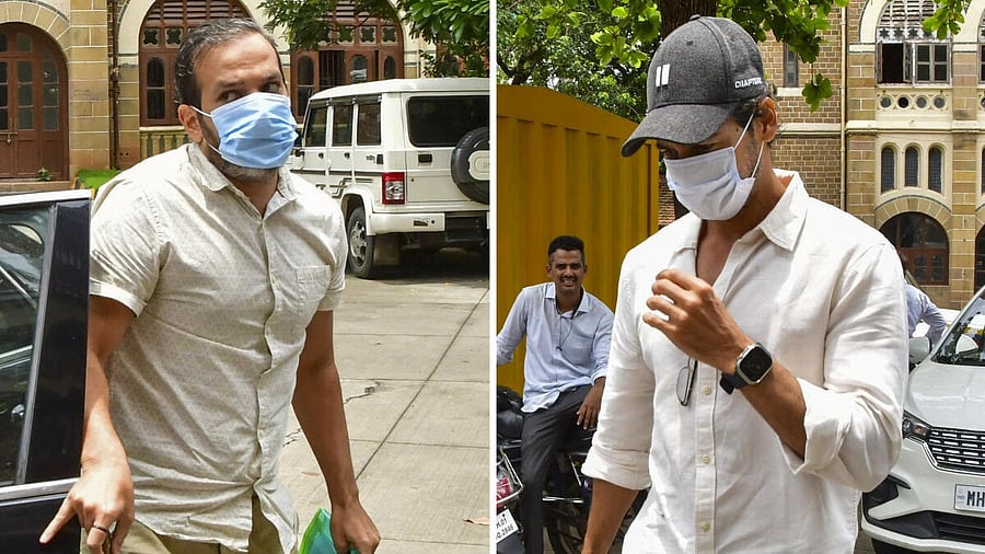 <div class="paragraphs"><p>Actor Dino Morea, right, and his brother Santino Morea arrive at the Economic Offences Wing (EOW) office in connection with the Mithi river desilting scam case, in Mumbai, Wednesday, May 28, 2025.</p></div>