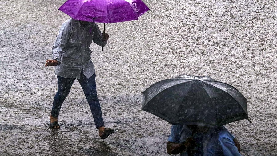 <div class="paragraphs"><p>Pedestrians use umbrellas to shield themselves during rains.</p></div>