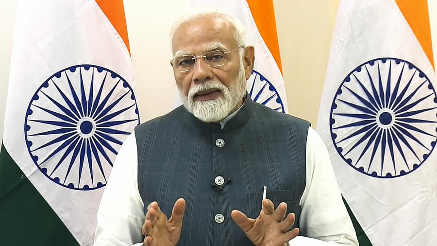 <div class="paragraphs"><p>Prime Minister Narendra Modi addresses the Sikkim@50 programme via video conferencing from Bagdogra (West Bengal).</p></div>