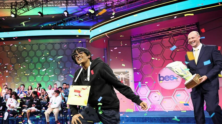 <div class="paragraphs"><p>Faizan Zaki, 13, of Dallas, Texas, reacts after winning the annual Scripps National Spelling Bee in National Harbor, Maryland, US, May 29, 2025.</p></div>