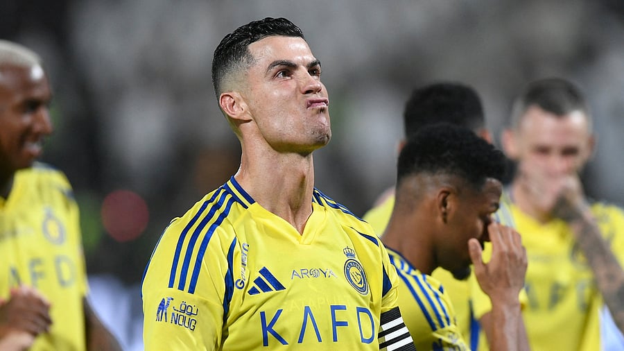 <div class="paragraphs"><p>Al Nassr's Cristiano Ronaldo celebrates after the match.</p></div>