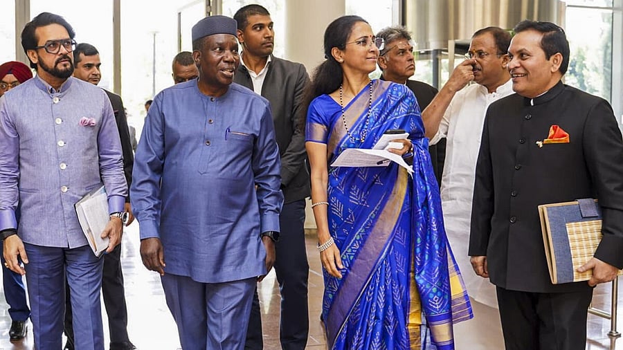 <div class="paragraphs"><p>In this image released by @IndiaInEthiopia via X on May 31, 2025, a multi-party delegation of India led by NCP-SP MP Supriya Sule during a meeting with the African Union, in Ethiopia. The delegation is on a visit to Qatar, South Africa, Ethiopia and Egypt to convey India's message on terror.</p></div>