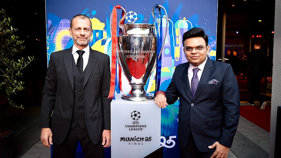 <div class="paragraphs"><p>UEFA chief Aleksander Ceferin (L) and BCCI chief Jay Shah (R).</p></div>