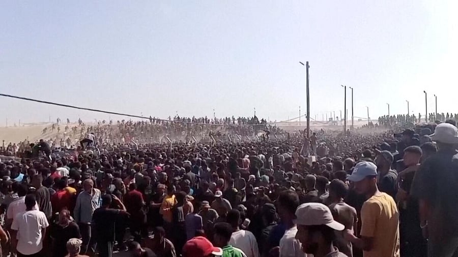 <div class="paragraphs"><p>Palestinians rush to get aid boxes, in Rafah</p></div>