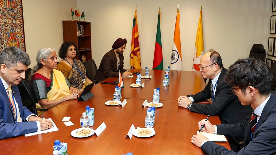 <div class="paragraphs"><p> Union Finance Minister Nirmala Sitharaman during a meeting with the Asian Development Bank Masato Kanda.</p></div>