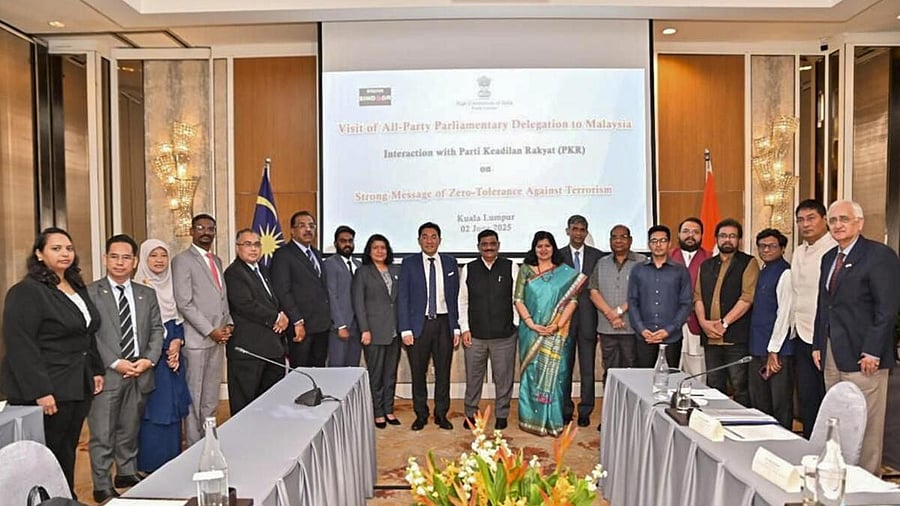 <div class="paragraphs"><p>In this image released by @AITCofficial via X on Monday, June 2, 2025, members of the all-party parliamentary delegation led by MP Sanjay Kumar Jha meet with representatives of Parti Keadilan Rakyat (PKR), the People's Justice Party of Malaysia. The meeting featured a fruitful discussion on India’s counter-terrorism initiatives and the shared commitment to fostering peace and stability across the region.</p></div>