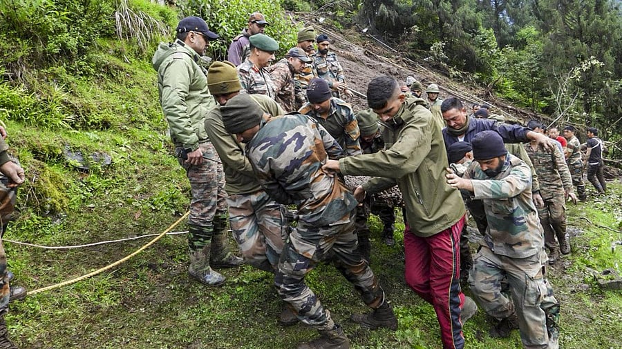 <div class="paragraphs"><p>Rescue operation underway after a landslide hit a military camp at Chhaten in Sikkim.</p></div>