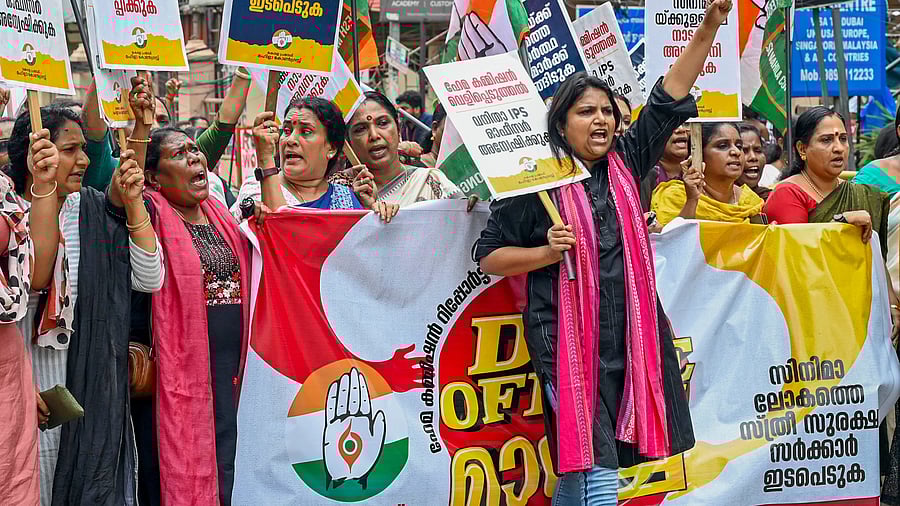 <div class="paragraphs"><p>A file image of Mahila Congress activists staging a protest demanding a case against the perpetrators named in the Hema Committee report.&nbsp;</p></div>