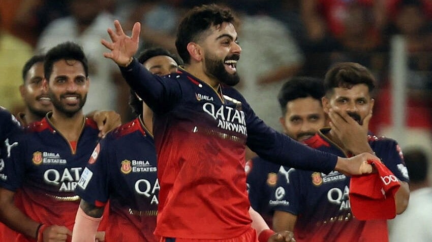 <div class="paragraphs"><p>Royal Challengers Bengaluru's Virat Kohli celebrates with teammates after winning the Indian Premier League</p></div>