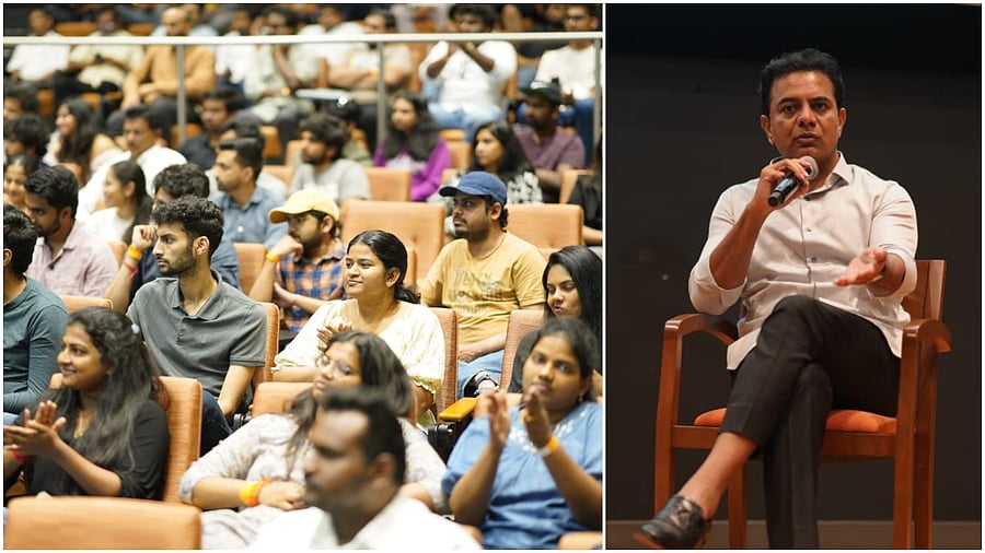 <div class="paragraphs"><p>K T Rama Rao addresses Indian students in Dallas. </p></div>