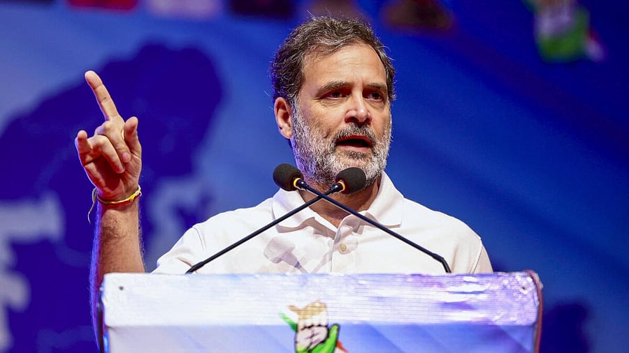 <div class="paragraphs"><p>In this image via AICC on Tuesday, June 3 2025, Leader of the Opposition and Congress MP Rahul Gandhi addressea ddresses the party convention attended by State Committee members, District and Block Presidents, and AICC members, at Ravindra Bhawan, in Bhopal.</p></div>