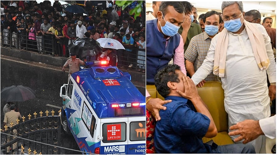 <div class="paragraphs"><p>Chief Minister Siddaramaiah meets an injured at a hospital following a stampede near the Chinnaswamy Stadium that killed 11 people. </p></div>