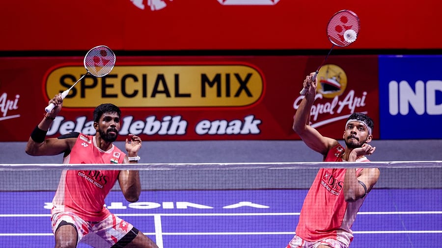 <div class="paragraphs"><p>Chirag Shetty (right) returns as his doubles partner Satwiksairaj Rankireddy looks on.</p><p></p></div>