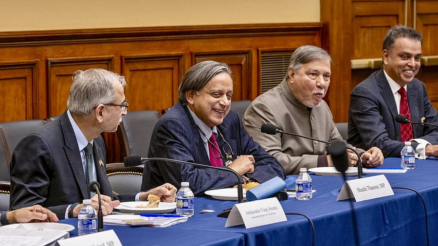 <div class="paragraphs"><p>The multi-party delegation of India led by Congress MP Shashi Tharoor during a meeting with senior members of the US Senate Foreign Relations Committee and Senate Intelligence Committee, in Washington DC.</p></div>