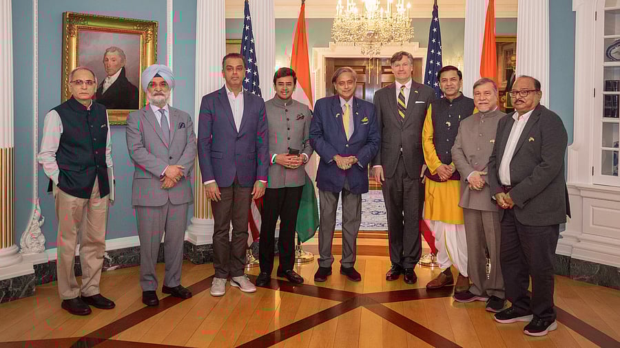 <div class="paragraphs"><p>The Indian delegation under the leadership of Shashi Tharoor meets&nbsp;US Deputy Secretary of State Christopher Landau.</p></div>