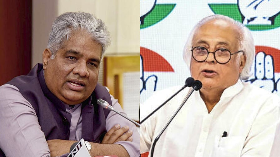 <div class="paragraphs"><p>Union Environment Minister Bhupender Yadav (L) and Congress leader Jairam Ramesh (R).</p></div>