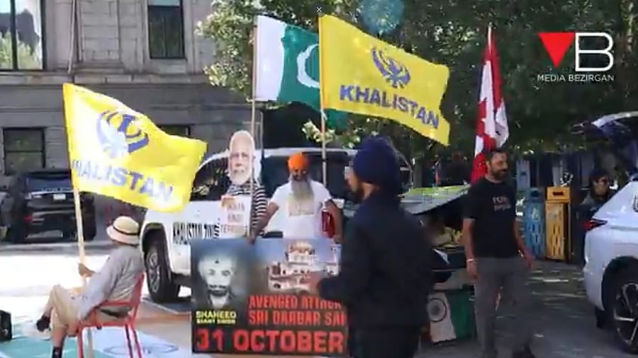 <div class="paragraphs"><p>Screengrab from a video showing the pro-Khalistan protest in Vancouver, June 8, 2025.</p></div>
