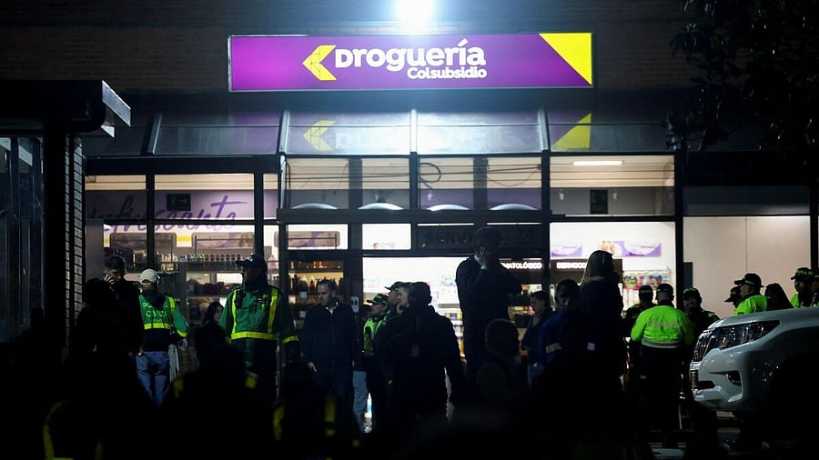 <div class="paragraphs"><p>Police officers stand guard outside Santa Fe Foundation hospital, where Colombian Senator Miguel Uribe Turbay of the opposition Democratic Center party was shifted to from another hospital, after he was shot during a campaign event, in Bogota, Colombia, June 7, 2025.</p></div>