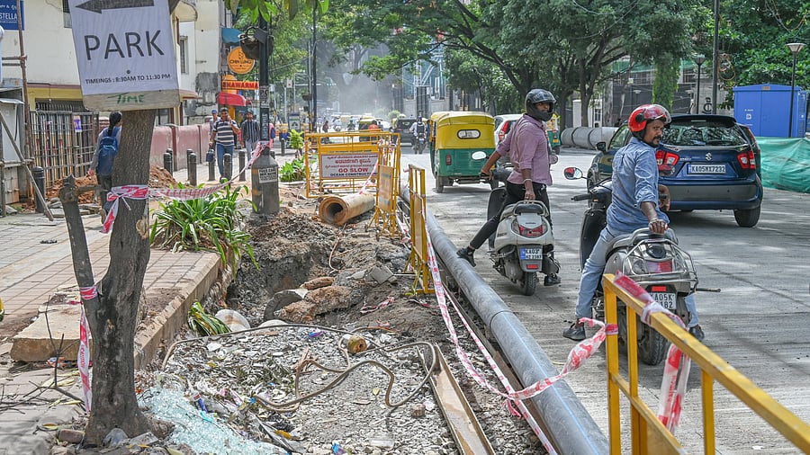 <div class="paragraphs"><p>White-topping work on Residency Road, which leads to several schools, has caused inconvenience to commuters. </p></div>