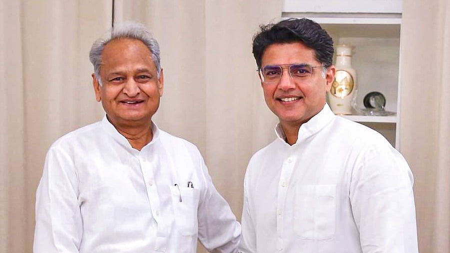<div class="paragraphs"><p>Congress leader Sachin Pilot with former Rajasthan chief minister Ashok Gehlot.</p></div>