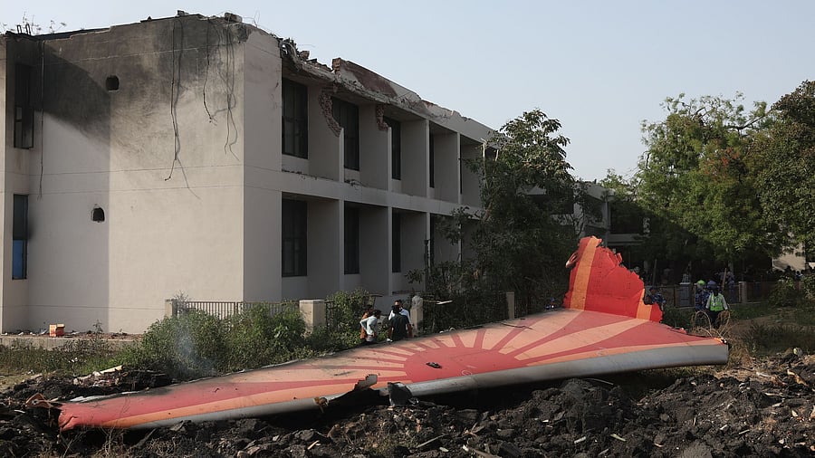 Wreckage of a Boeing 787 Dreamliner lies at the site where the Air India plane crashed in Ahmedabad, India, June 12, 2025. REUTERS/Amit Dave