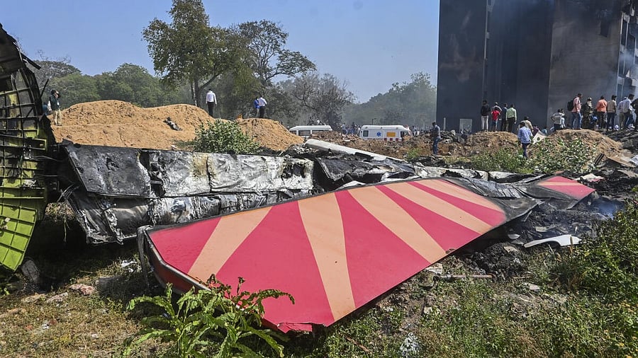 <div class="paragraphs"><p>Debris of the Air India plane that crashed moments after taking off from the airport, in Ahmedabad</p></div>
