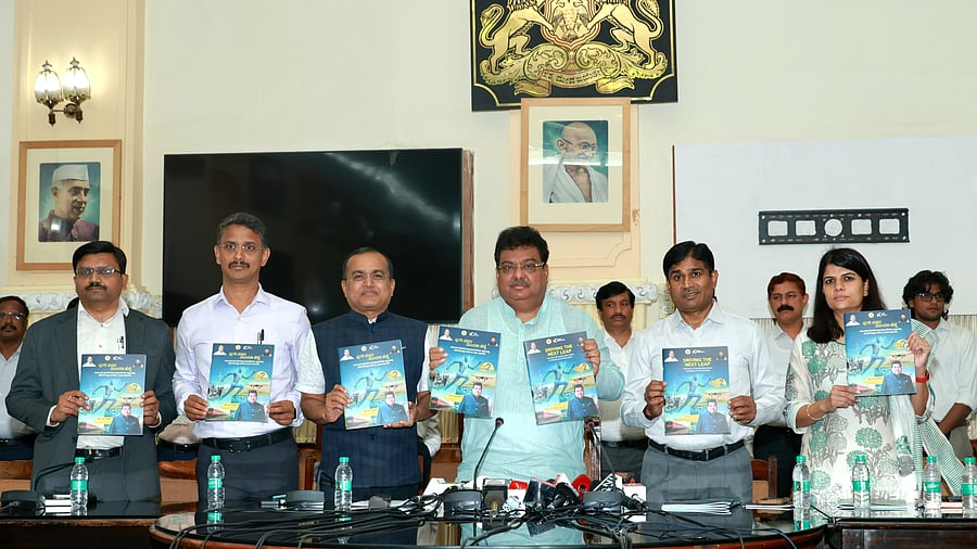 Karnataka's Industries &amp; Infra minister MB Patil during a press conference on Friday