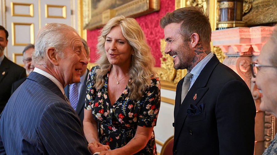 <div class="paragraphs"><p>Britain's King Charles talks with David Beckham and Penny Lancaster as they attend the King's Foundation Awards ceremony, on the 35th anniversary of The King’s Foundation, at St James's Palace, in London, Britain,.</p></div>
