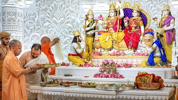 <div class="paragraphs"><p>Uttar Pradesh Chief Minister Yogi Adityanath attends the consecration ceremony of Shri Ram Darbar and other deity idols at the Shri Ram Janmabhoomi temple, in Ayodhya.</p></div>