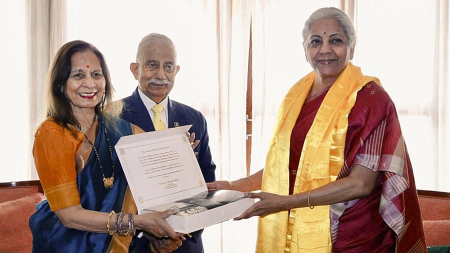 <div class="paragraphs"><p>In this image released by @nsitharamanoffc via X on June 15, 2025, Union Finance Minister Nirmala Sitharaman with Ladakh Lt. Governor Brigadier B.D. Mishra (retd.) during a meeting, in Ladakh.</p></div>