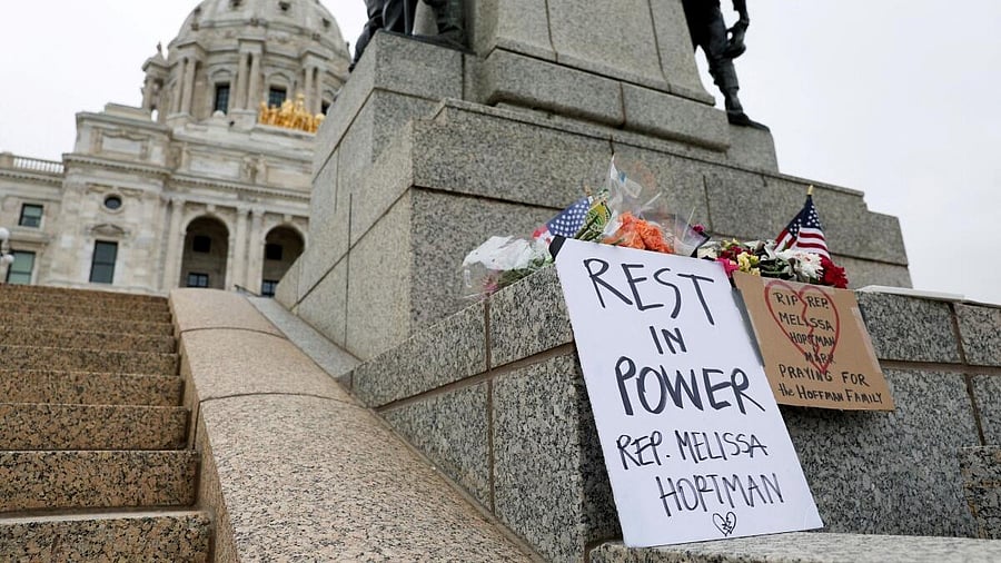 <div class="paragraphs"><p>A small memorial for senior Democratic state assemblywoman Melissa Hortman and her husband Marc, who were fatally shot, is displayed outside the Minnesota State Capitol in St. Paul, Minnesota</p></div>