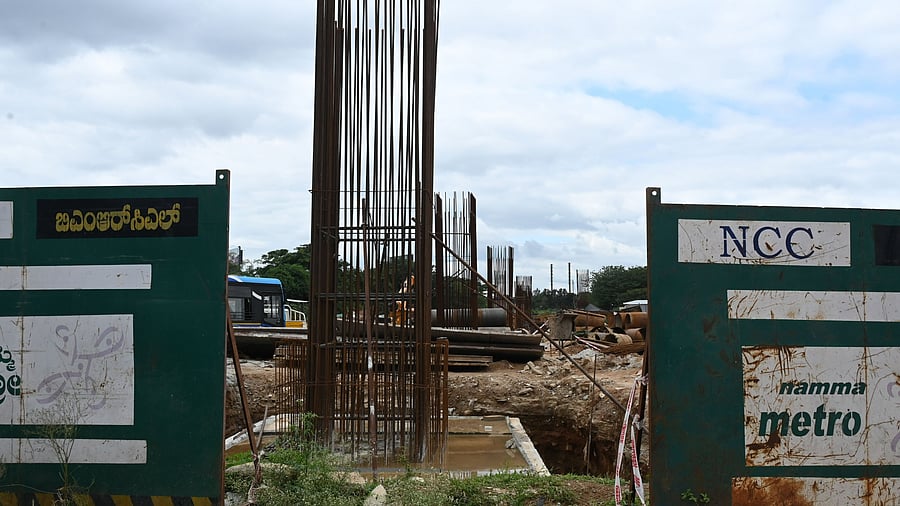 <div class="paragraphs"><p>Ongoing metro works on 45 acres of KIADB land at Hebbal. </p></div>