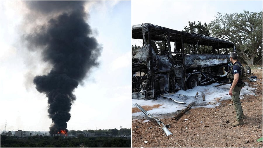 <div class="paragraphs"><p>Smoke rises from a fire following a missile attack from Iran, in Herzliya, Israel. </p></div>