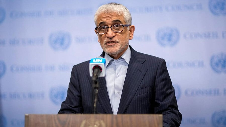 <div class="paragraphs"><p>Iran Ambassador and Permanent Representative Amir Saeid Iravani delivers his remarks, following Israel's attack on Iran, at UN headquarters in New York City, US, June 16, 2025.</p></div>
