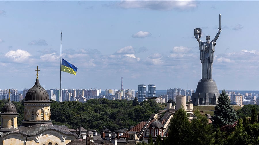<div class="paragraphs"><p>Ukrainian national flag flies at half-mast near the Ukrainian Motherland Monument after Tuesday's deadly Russian missile strike, amid Russia's attack on Ukraine, in Kyiv, Ukraine</p></div>
