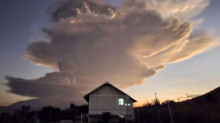 <div class="paragraphs"><p>Mount Lewotobi Laki-laki spews smoke and volcanic ash as seen from Kawalelo village in East Nusa Tenggara province</p></div>