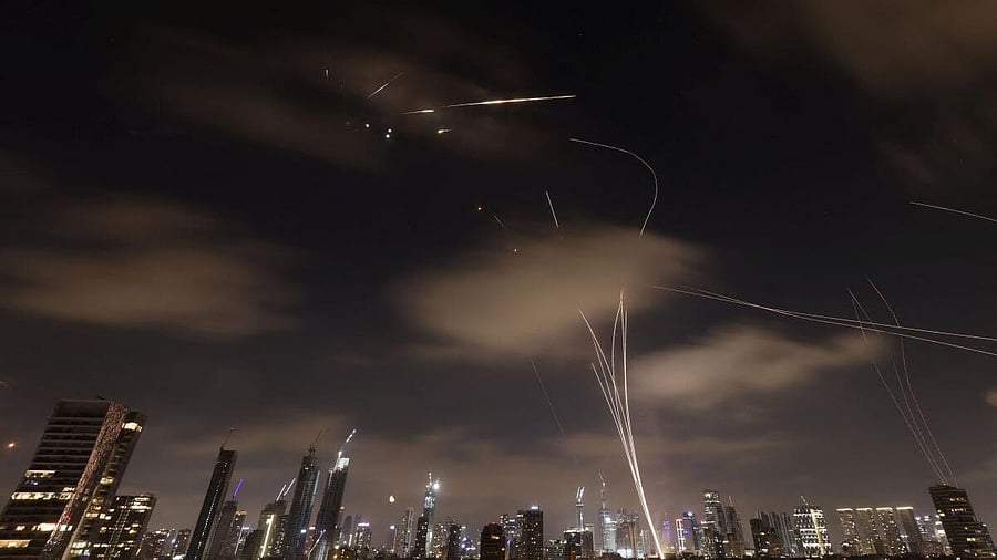 <div class="paragraphs"><p>Missiles launched from Iran are intercepted as seen from Tel Aviv, Israel, June 18, 2025.</p></div>