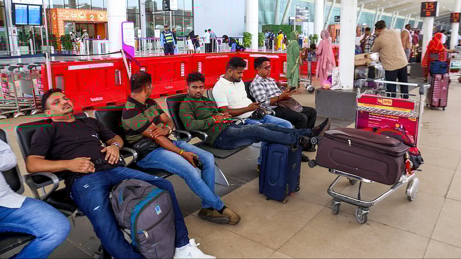 <div class="paragraphs"><p>Ahmedabad: Passengers wait at Sardar Vallabhbhai Patel International Airport after Air India's flight to London from Ahmedabad, which has started operating with a new code post-June 12 crash of AI-171 plane, was cancelled due to "operational issues", in Ahmedabad, Tuesday, June 17, 2025.</p></div>