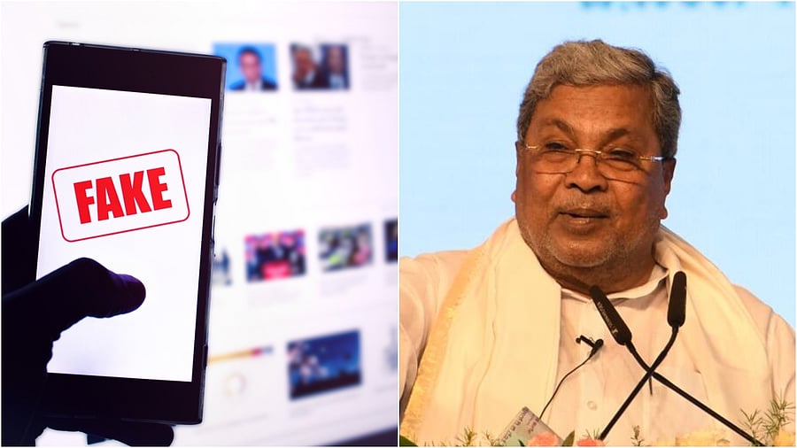 <div class="paragraphs"><p>An illustration of fake news(L), Karnataka CM Siddaramaiah.</p></div>