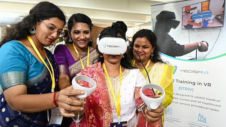 <div class="paragraphs"><p>Visitors at an exhibition during the international conference on Community-Based Disaster Management (CBDM) India 2025 at the IISc on Friday. </p></div>