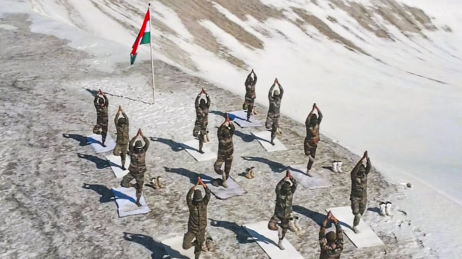<div class="paragraphs"><p>Indian Army soldiers perform yoga at high altitudes amid extreme weather conditions ahead of the International Day of Yoga 2025, highlighting the spirit of discipline and wellness under the theme "Yoga for One Earth, One Health".</p></div>