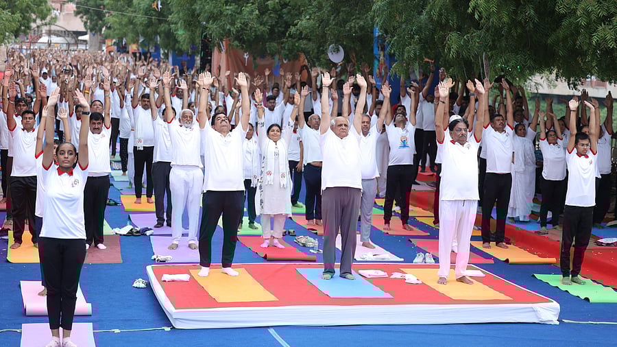 <div class="paragraphs"><p>Gujarat Chief Minister Bhupendra Patel celebrated the International Yoga Day by participating in yoga-related events at different places of the state.</p></div>